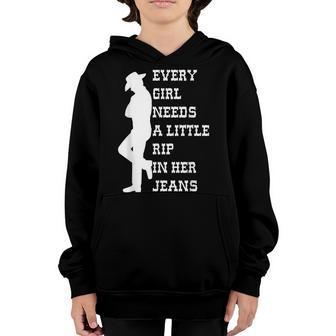 Every Girl Needs A Little Rip In Her Jeans V40 Youth Hoodie - Thegiftio UK