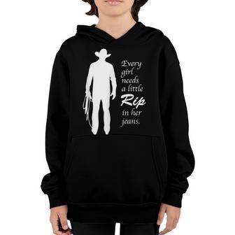 Every Girl Needs A Little Rip In Her Jeans V41 Youth Hoodie - Thegiftio UK