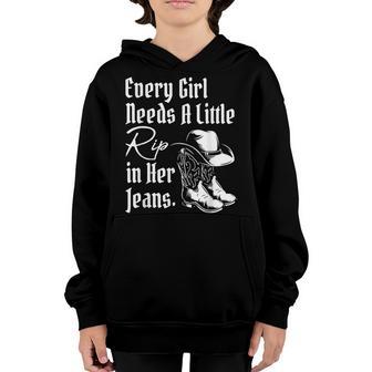 Every Girl Needs A Little Rip In Her Jeans V43 Youth Hoodie - Thegiftio UK