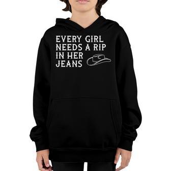 Every Girl Needs A Little Rip In Her Jeans V52 Youth Hoodie - Thegiftio UK