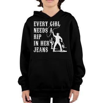 Every Girl Needs A Little Rip In Her Jeans V54 Youth Hoodie - Thegiftio UK