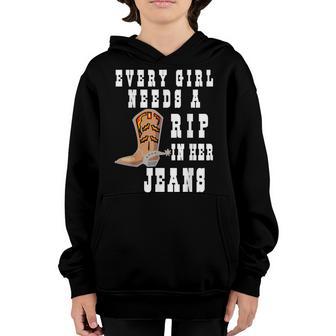 Every Girl Needs A Little Rip In Her Jeans V55 Youth Hoodie - Thegiftio UK