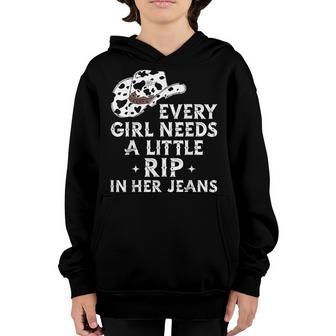 Every Girl Needs A Little Rip In Her Jeans V7 Youth Hoodie - Thegiftio UK