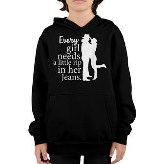 Every Girl Needs A Little Rip In Her Jeans V81 Youth Hoodie - Thegiftio UK