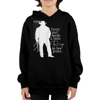 Every Girl Needs A Little Rip In Her Jeans V82 Youth Hoodie - Thegiftio UK