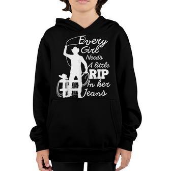 Every Girl Needs A Little Rip In Her Jeans V84 Youth Hoodie - Thegiftio UK