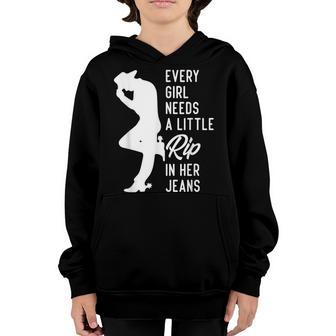 Every Girl Needs A Little Rip In Her Jeans V9 Youth Hoodie - Thegiftio UK