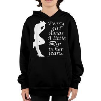 Every Girl Needs Little Rip In Her Jeans V85 Youth Hoodie - Thegiftio UK