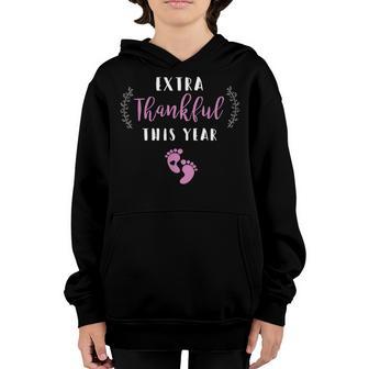 Extra Thankful This Year Girl Pregnancy Thanksgiving Youth Hoodie - Thegiftio UK