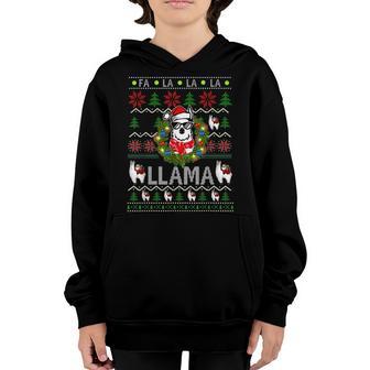 Fa La La Llama Funny Llama Christmas Ugly Women Men Kids Youth Hoodie - Thegiftio UK