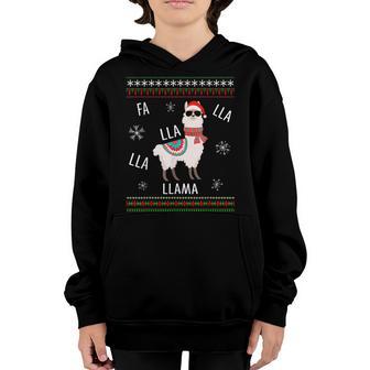 Fa La La Llama Sunglasses Funny Christmas Ugly Xmas Boy Girl Youth Hoodie - Thegiftio UK