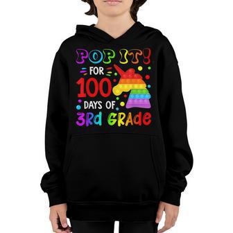 Fidget Pop It Unicorn 100Th Day Of 3Rd Grade For Girls Kids Youth Hoodie - Thegiftio UK