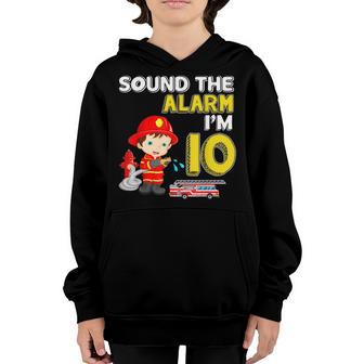 Fire Truck 10Th Birthday Boy Toddler Firefighter 10 Youth Hoodie - Thegiftio UK
