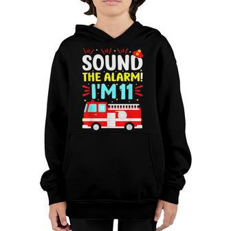 Fire Truck 11 Year Old Firefighter 11Th Birthday Boy Kids V2 Youth Hoodie - Thegiftio UK