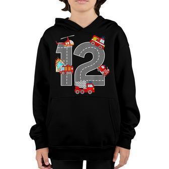Fire Truck 12Th Birthday Boy 12 Year Old Firefighter V2 Youth Hoodie - Thegiftio UK