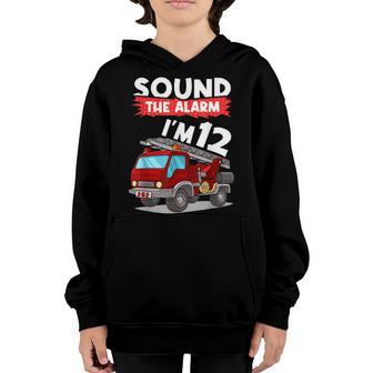 Fire Truck 12Th Birthday Boy 12 Year Old Firefighter Youth Hoodie - Thegiftio UK