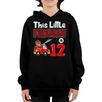 Fire Truck 12Th Birthday Boy Toddler Firefighter 12 Youth Hoodie - Thegiftio UK
