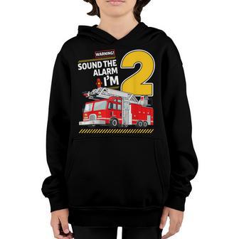 Fire Truck 2 Year Old Firefighter 2Nd Birthday Boy Toddler V3 Youth Hoodie - Thegiftio UK