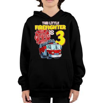 Fire Truck 3 Year Old Firefighter 3Rd Birthday Boy Kids V2 Youth Hoodie - Thegiftio UK