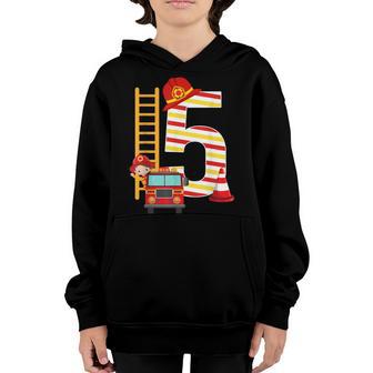 Fire Truck 5 Year Old Firefighter 5Th Birthday Boy Toddler V3 Youth Hoodie - Thegiftio UK