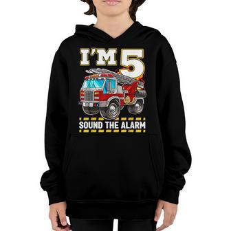 Fire Truck 5Th Birthday Boy Toddler Firefighter 5 Youth Hoodie - Thegiftio UK