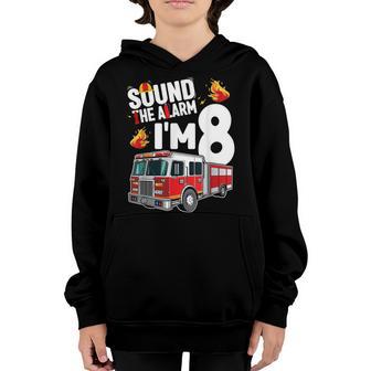 Fire Truck 8Th Birthday Boy Toddler Firefighter 8 V2 Youth Hoodie - Thegiftio UK