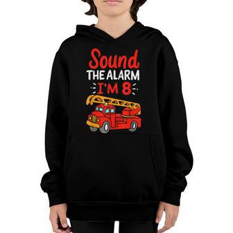 Fire Truck 8Th Birthday Boy Toddler Firefighter 8 Youth Hoodie - Thegiftio UK