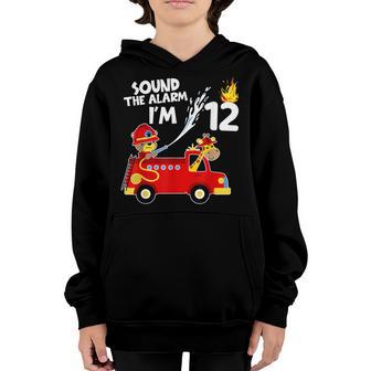 Fire Truck Ladder 12Th Birthday Boy Toddler Firefighter 12 Youth Hoodie - Thegiftio UK