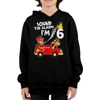 Fire Truck Ladder 6Th Birthday Boy Toddler Firefighter 6 Youth Hoodie - Thegiftio UK