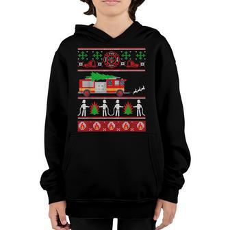 Firefighter Ugly Christmas Design For Firefighters Or Kids Youth Hoodie - Thegiftio UK