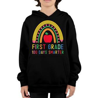 First Grade 100 Days Smarter Rainbow 100Th Day Of School Youth Hoodie - Seseable