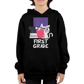 First Grade Cute Cat Girls Boys Eacher Eam 1St Grade Squad Youth Hoodie - Thegiftio UK