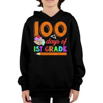 First Grade School Student Kids 100 Days Of School Youth Hoodie - Seseable