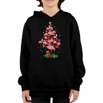 Flamingo Christmas Tree Ornament Decor Funny Xmas For Girls Youth Hoodie - Thegiftio UK