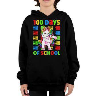 Flossing Unicorn 100 Day Of School 100 Days Smarter Girls V2 Youth Hoodie - Thegiftio UK