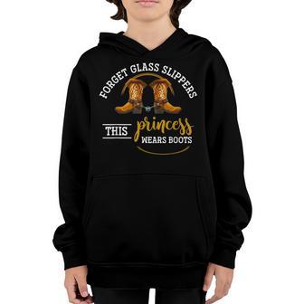 Forget Glass Slippers This Princess Wears Boots Texas Cowboy Youth Hoodie - Thegiftio UK
