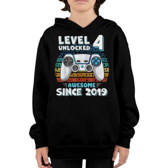 Four 4Yr Bday Son Boy Funny Gamer 4Th 4 Years Old Birthday Youth Hoodie - Thegiftio UK