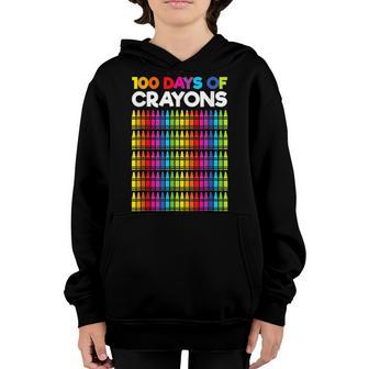 Funny 100 Days Of Crayons Kids 100Th Day Of School Youth Hoodie - Thegiftio UK