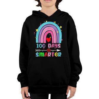 Funny 100 Days Smarter 100Th Day Of School Teacher Rainbow Youth Hoodie - Thegiftio UK
