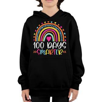 Funny 100Th Day Of School 100 Days Smarter Leopard Rainbow V2 Youth Hoodie - Thegiftio UK