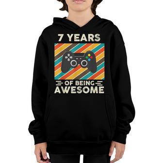 Funny 7 Years Old Awesome Video Gamer 7Th Birthday Boy Youth Hoodie - Thegiftio UK