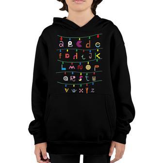 Funny Alphabet Christmas Lights Abc Learning Teacher & Kids Youth Hoodie - Thegiftio UK