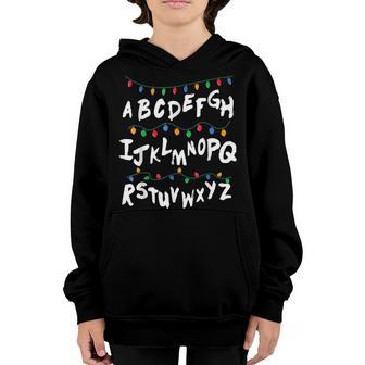 Funny Alphabet Christmas Lights Stranger For Boys Girls Youth Hoodie - Thegiftio UK