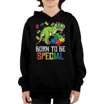 Funny Autism Awareness Day Special Trex Puzzle Dino Boys Youth Hoodie - Seseable