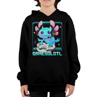 Funny Axolotl Lover Cute Axolotl Gaming Video Gamer Gifts Youth Hoodie - Thegiftio UK