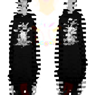 Funny Baseball Bunny Ear Boys Ns Easter Bunny Baseball Youth Hoodie | Mazezy