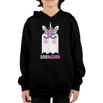 Funny Boonicorn Gift Ghost Unicorn Boo Retro Halloween Girls V2 Youth Hoodie - Thegiftio UK