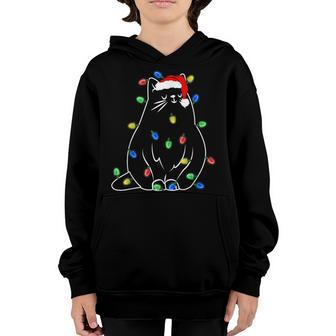 Funny Cat Tree Christmas Lights Xmas Pajama Women Men Kids Youth Hoodie - Thegiftio UK