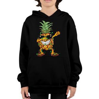 Funny Christmas Dabbing Pineapple Lights Sunglasses Men Boys V3 Youth Hoodie - Thegiftio UK