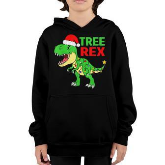 Funny Christmas Dinosaur Kids Christmas Tree Lights Santa V2 Youth Hoodie - Thegiftio UK